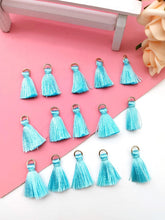 Load image into Gallery viewer, Blue Mini Tassel Charms – Pack of 15 Delicate Jewelry & Craft Additions