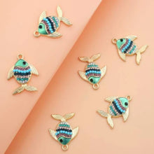 Load image into Gallery viewer, Flaunty Fish Pendant Charm – Set of 7 Playful Ocean-Inspired Accent for Crafts & Jewelry