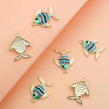 Load image into Gallery viewer, Flaunty Fish Pendant Charm – Set of 7 Playful Ocean-Inspired Accent for Crafts & Jewelry