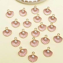 Load image into Gallery viewer, Pink Sea Shell Pendant – Set of 7 Ocean-Inspired Charm for Necklaces, Keychains & Crafts