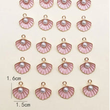 Load image into Gallery viewer, Pink Sea Shell Pendant – Set of 7 Ocean-Inspired Charm for Necklaces, Keychains & Crafts
