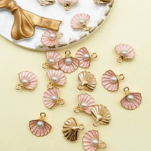 Load image into Gallery viewer, Pink Sea Shell Pendant – Set of 7 Ocean-Inspired Charm for Necklaces, Keychains & Crafts