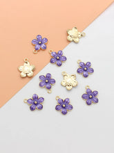 Load image into Gallery viewer, Purple Flower Pendant Charm – Set of 5 Floral Jewelry Accessory for Crafting & Gifting