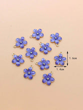 Load image into Gallery viewer, Purple Flower Pendant Charm – Set of 5 Floral Jewelry Accessory for Crafting & Gifting