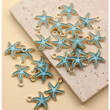Load image into Gallery viewer, Starfish Pendant Charms – Set of 6 Ocean-Inspired Charms for Jewelry & Crafts