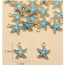 Load image into Gallery viewer, Starfish Pendant Charms – Set of 6 Ocean-Inspired Charms for Jewelry & Crafts