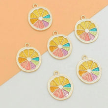 Load image into Gallery viewer, When Life Gives You Lemons Pendant – Set of 5 Whimsical Lemon Slice Charm for DIY Jewelry & Crafts