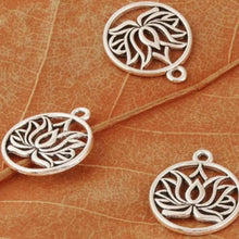 Load image into Gallery viewer, Lotus Pendant – Set of 5 Symbolic Charm for Jewelry & Mindful Crafts