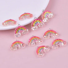 Load image into Gallery viewer, Glitter Rainbow Pendants – Set of 5 Whimsical & Sparkly Charms for Crafts & Accessories