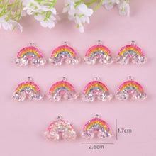 Load image into Gallery viewer, Glitter Rainbow Pendants – Set of 5 Whimsical & Sparkly Charms for Crafts & Accessories