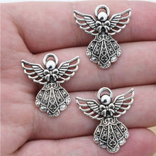 Load image into Gallery viewer, Vintage Angel Pendant Charms – Set of 5 Classic Guardian Angel Charms for Jewelry & Crafts