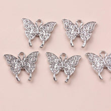 Load image into Gallery viewer, Bling-Bling Butterfly Pendant – Set of 5 Sparkling Elegance for Your Jewelry Creations