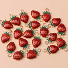 Load image into Gallery viewer, Strawberry Pendant – Set of 6 Sweet Charm for Jewelry & Craft Projects