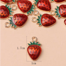 Load image into Gallery viewer, Strawberry Pendant – Set of 6 Sweet Charm for Jewelry & Craft Projects