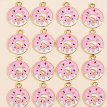 Load image into Gallery viewer, Donut Pendant Charm – Set of 5 Resin Dessert Keychain & Jewelry Accent