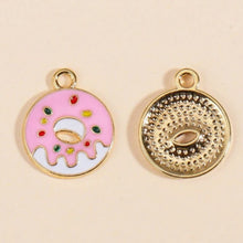 Load image into Gallery viewer, Donut Pendant Charm – Set of 5 Resin Dessert Keychain & Jewelry Accent