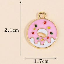 Load image into Gallery viewer, Donut Pendant Charm – Set of 5 Resin Dessert Keychain & Jewelry Accent