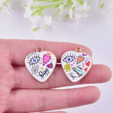 Load image into Gallery viewer, Abstract Heart Pendant – Set of 5 Modern Charm for Jewelry & DIY Crafts