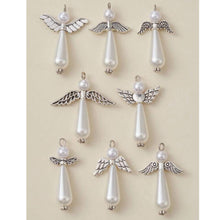 Load image into Gallery viewer, Pearled Angels Pendant – Set of 8 Elegant Angel Charm with Faux Pearl Detail