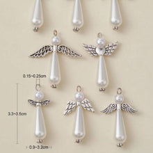 Load image into Gallery viewer, Pearled Angels Pendant – Set of 8 Elegant Angel Charm with Faux Pearl Detail