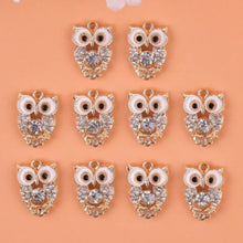 Load image into Gallery viewer, Luxury Rhinestone Owl Pendant – Set of 6 Sparkling Charm for Elegant Jewelry & Crafts