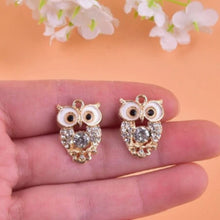 Load image into Gallery viewer, Luxury Rhinestone Owl Pendant – Set of 6 Sparkling Charm for Elegant Jewelry & Crafts