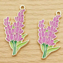 Load image into Gallery viewer, Purple Perennials Pendant – Set of 8 Blooming Floral Charm for Elegant Crafts & Jewelry