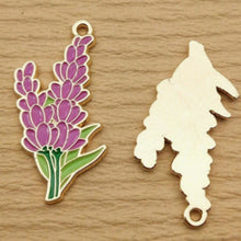 Load image into Gallery viewer, Purple Perennials Pendant – Set of 8 Blooming Floral Charm for Elegant Crafts & Jewelry