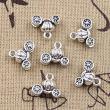 Load image into Gallery viewer, Pumpkin Carriage Pendant – Set of 5 Fairytale Charm for Magical Jewelry & Crafts