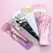 Load image into Gallery viewer, Holographic Pen Bags – Set of 10 Shiny Pencil Cases for Stationery, Crafts & Gifts
