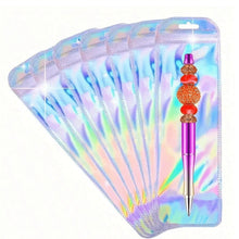 Load image into Gallery viewer, Holographic Pen Bags – Set of 10 Shiny Pencil Cases for Stationery, Crafts & Gifts