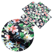 Load image into Gallery viewer, Gold Foil Floral Litchi Vegan Leather – 4 Colors Available | Faux Leather Sheet for Crafting