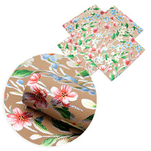 Load image into Gallery viewer, Gold Foil Floral Litchi Vegan Leather – 4 Colors Available | Faux Leather Sheet for Crafting