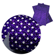 Load image into Gallery viewer, Chunky Purple Glitter Polka Dots Vegan Leather Sheet – Faux Leather for Crafting