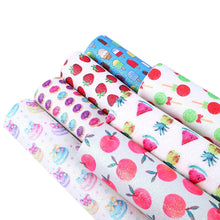 Load image into Gallery viewer, Summer Salad Fine Glitter Vegan Leather Set – 7 Piece Faux Leather Sheets for Crafting