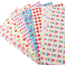 Load image into Gallery viewer, Summer Salad Fine Glitter Vegan Leather Set – 7 Piece Faux Leather Sheets for Crafting