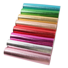 Load image into Gallery viewer, Metallic Vegan Leather 8 pc Set – Shiny PU Faux Leather Sheets for Bold, Stylish Crafts