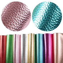 Load image into Gallery viewer, Metallic Vegan Leather 8 pc Set – Shiny PU Faux Leather Sheets for Bold, Stylish Crafts