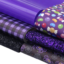 Load image into Gallery viewer, Purple Halloween Faux Leather 6 pc Set – Spooky & Stylish Faux Leather Crafting Fun