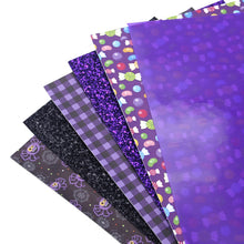 Load image into Gallery viewer, Purple Halloween Faux Leather 6 pc Set – Spooky & Stylish Faux Leather Crafting Fun