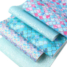 Load image into Gallery viewer, Mermaid Scale Vegan Leather Set – 5-Piece Faux Leather Sheets for Crafting
