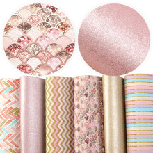 Load image into Gallery viewer, Mermaid Scale Vegan Leather Set – 5 Piece Faux Leather Sheets for Crafting