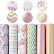 Load image into Gallery viewer, Mermaid Scale Vegan Leather Set – 5 Piece Faux Leather Sheets for Crafting