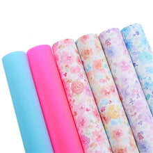 Load image into Gallery viewer, Watercolor Flowers Vegan Leather 6 pc Set – Soft Floral Faux Leather Sheets for Crafts