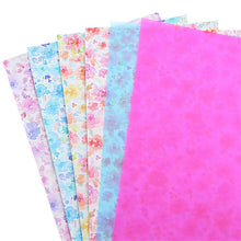 Load image into Gallery viewer, Watercolor Flowers Vegan Leather 6 pc Set – Soft Floral Faux Leather Sheets for Crafts