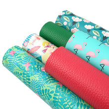 Load image into Gallery viewer, Summer Flamingo Vegan Leather Set – 6-Piece Faux Leather Sheets for Crafting