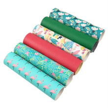 Load image into Gallery viewer, Summer Flamingo Vegan Leather Set – 6-Piece Faux Leather Sheets for Crafting