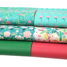 Load image into Gallery viewer, Summer Flamingo Vegan Leather Set – 6-Piece Faux Leather Sheets for Crafting