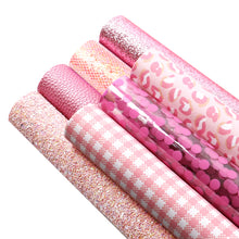 Load image into Gallery viewer, Pink Leopard Vegan Leather Set – 7 Piece Faux Leather Sheets for Crafting & DIY Projects