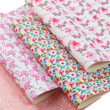 Load image into Gallery viewer, Spring Floral Vegan Leather Set – 4-Piece Faux Leather Sheets for Crafting
